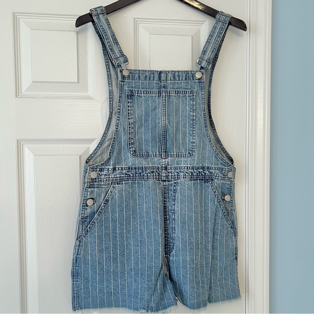 Madewell-Pinyon Shorts Overalls-Pinstripe Denim-Boxy Fit-Size S-NWT